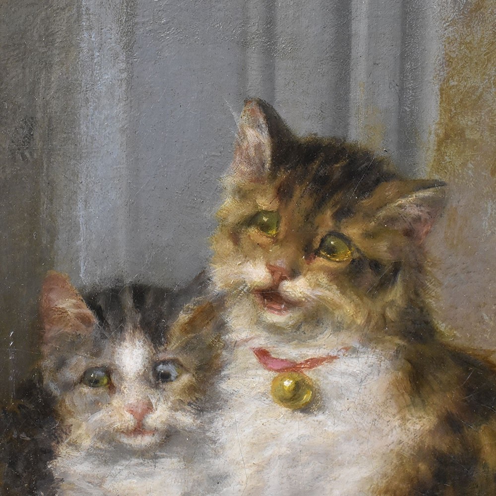 QA624 1 antique oil painting cats old painting XIX century.jpg